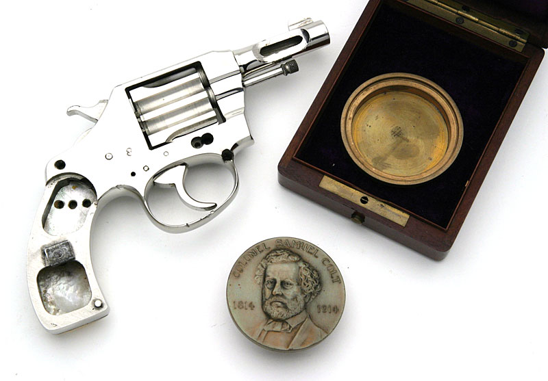 Colt Police Positive Cutaway with 1914 Bronze Samuel Colt Commemorative Medallion and Case